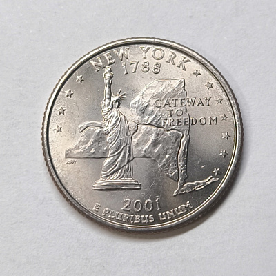 Quarter dollar, 2001, 1788, New York, Gateway to Freedom, P