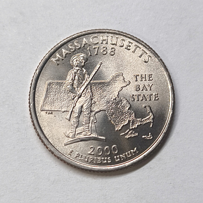 Quarter dollar, 2000, 1788, Massachusetts, The Bay State, P