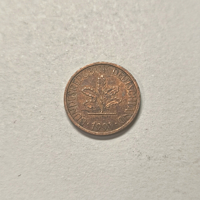 1 pfennig, 1991, Bundesrepublik Deutschland, J