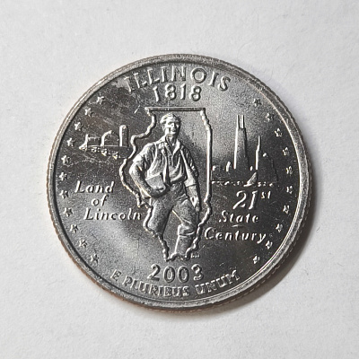 Quarter dollar, 2003, 1818, Illinois, Land of Lincoln, 21st State Century, D