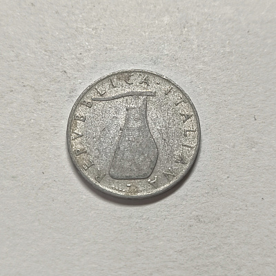 5 lire, 1952, Repubblica Italiana, R, upside down