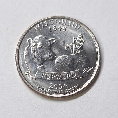 Quarter dollar, 2004, 1848, Wisconsin, Forward, D