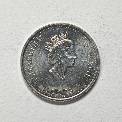 25 cents, 2000, Achievement, Realisation, Canada, Elizabeth II, D G Regina, DD