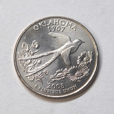 Quarter dollar, 2008, 1907, Oklahoma, P