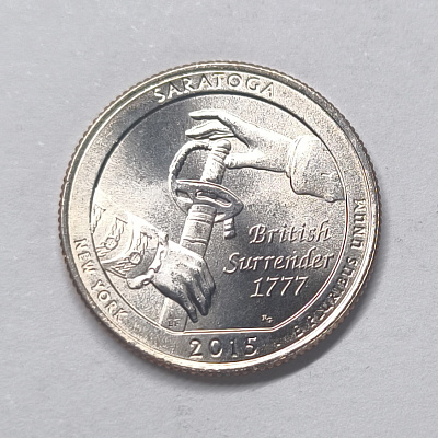 Quarter dollar, 2015, New York, Saratoga, British Surrender 1777, D