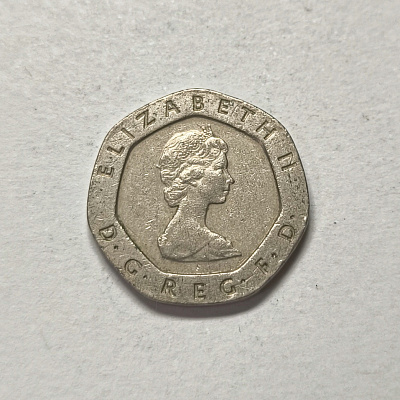 20 twenty pence, 1982, Elizabeth II, D G Reg F D