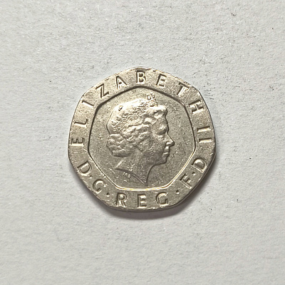 20 twenty pence, 2007, Elizabeth II, D G Reg F D
