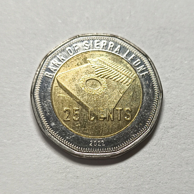 25 cents, 2022, Bank of Sierra Leone, twenty-five cents, Bassie Sorie Kondi, биметалл
