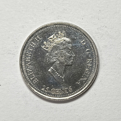 25 cents, 2000, Harmony, Harmonie, Canada, Elizabeth II, D G Regina, HD