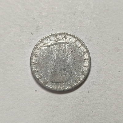 5 lire, 1955, Repubblica Italiana, R, upside down