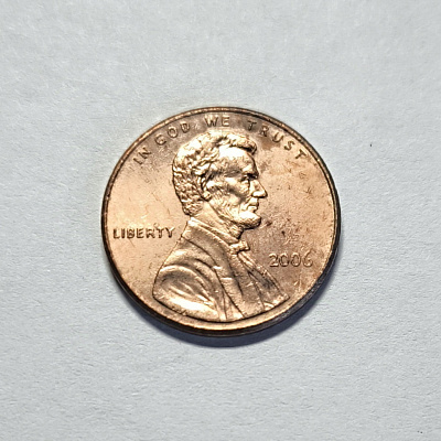 One cent, 2006, United States of America, E Pluribus Unum, In God We Trust, Liberty, перевертыш, FG