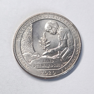 Quarter dollar, 2020, Vermont, Marsh-Billings-Rockefeller, Land Stewardship, P