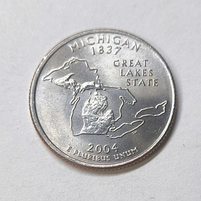 Quarter dollar, 2004, 1837, Michigan, Great Lakes State, D