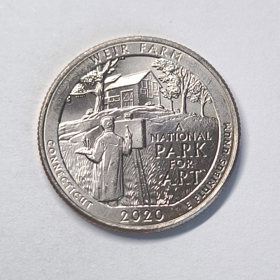 Quarter dollar, 2020, Connecticut, Weir Farm, A National Park for Art, D
