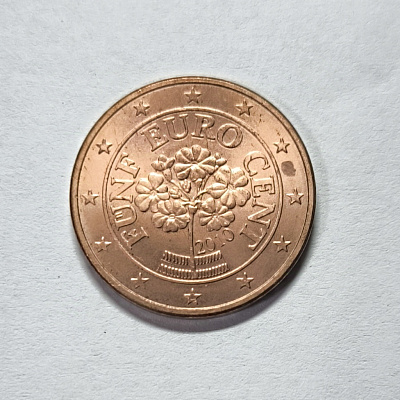 5 euro cent, 2010, funf euro cent