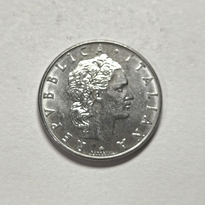 50 lire, 1976, Repubblica Italiana, R, upside down